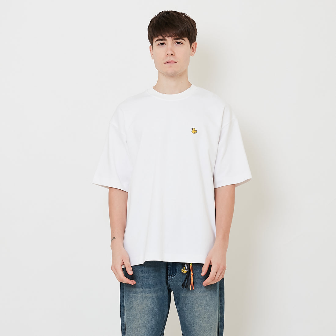 Men Embroidery Oversized Tee - Off White - SM2509157A