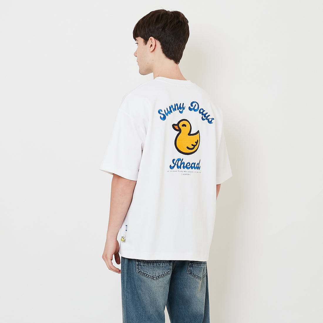 Men Embroidery Oversized Tee - Off White - SM2509157A