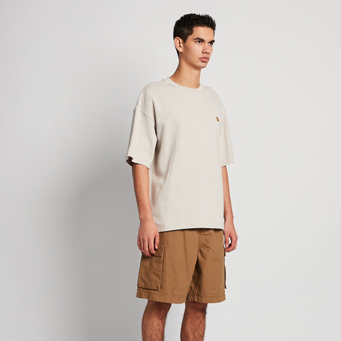 Men Embroidery Oversized Tee - Light Grey - SM2509157C