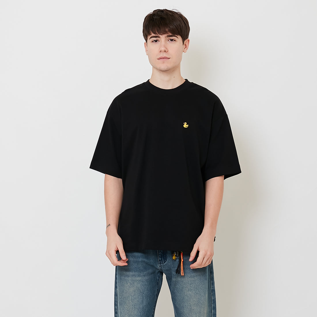 Men Embroidery Oversized Tee - Black - SM2509157F