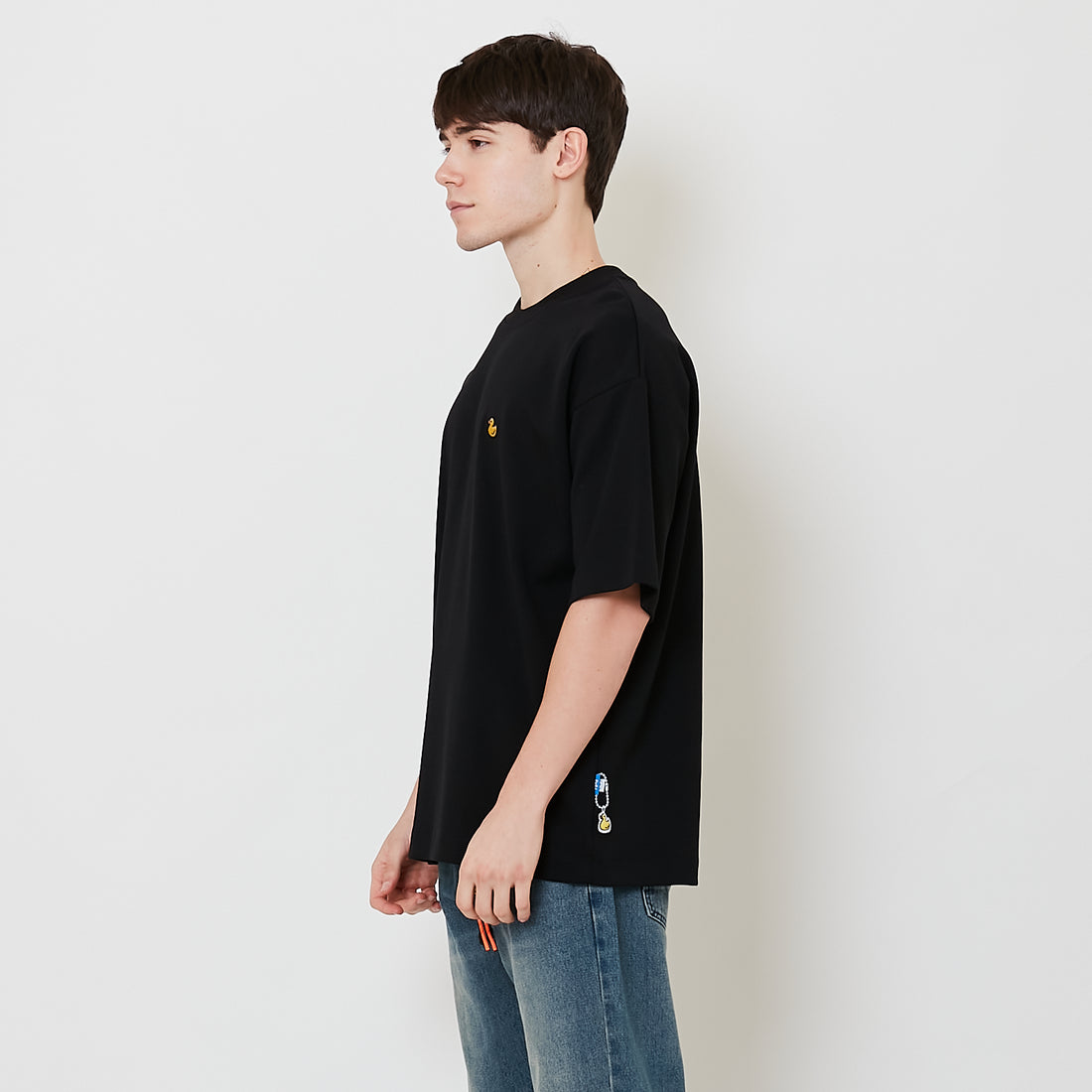 Men Embroidery Oversized Tee - Black - SM2509157F