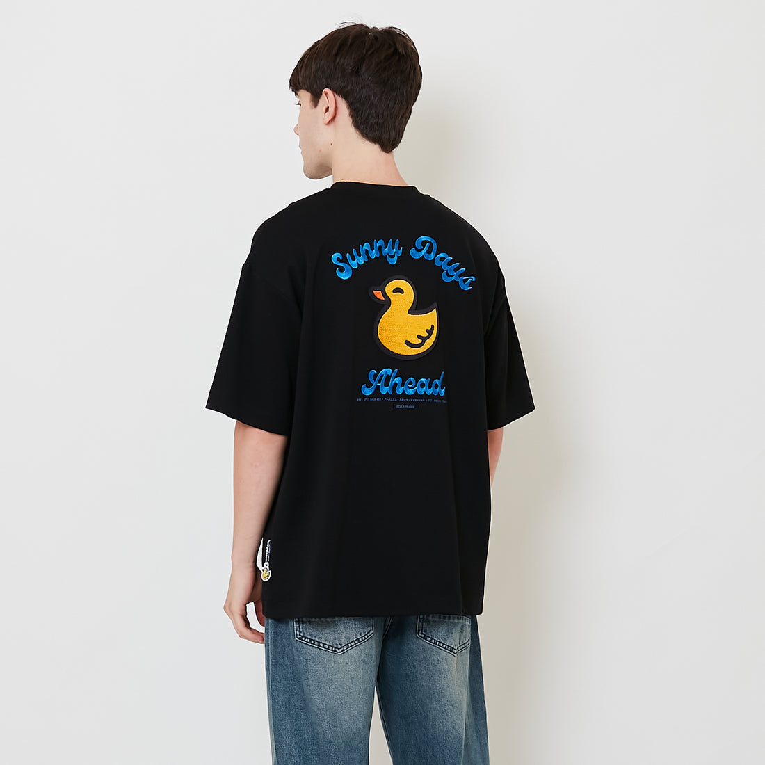 Men Embroidery Oversized Tee - Black - SM2509157F