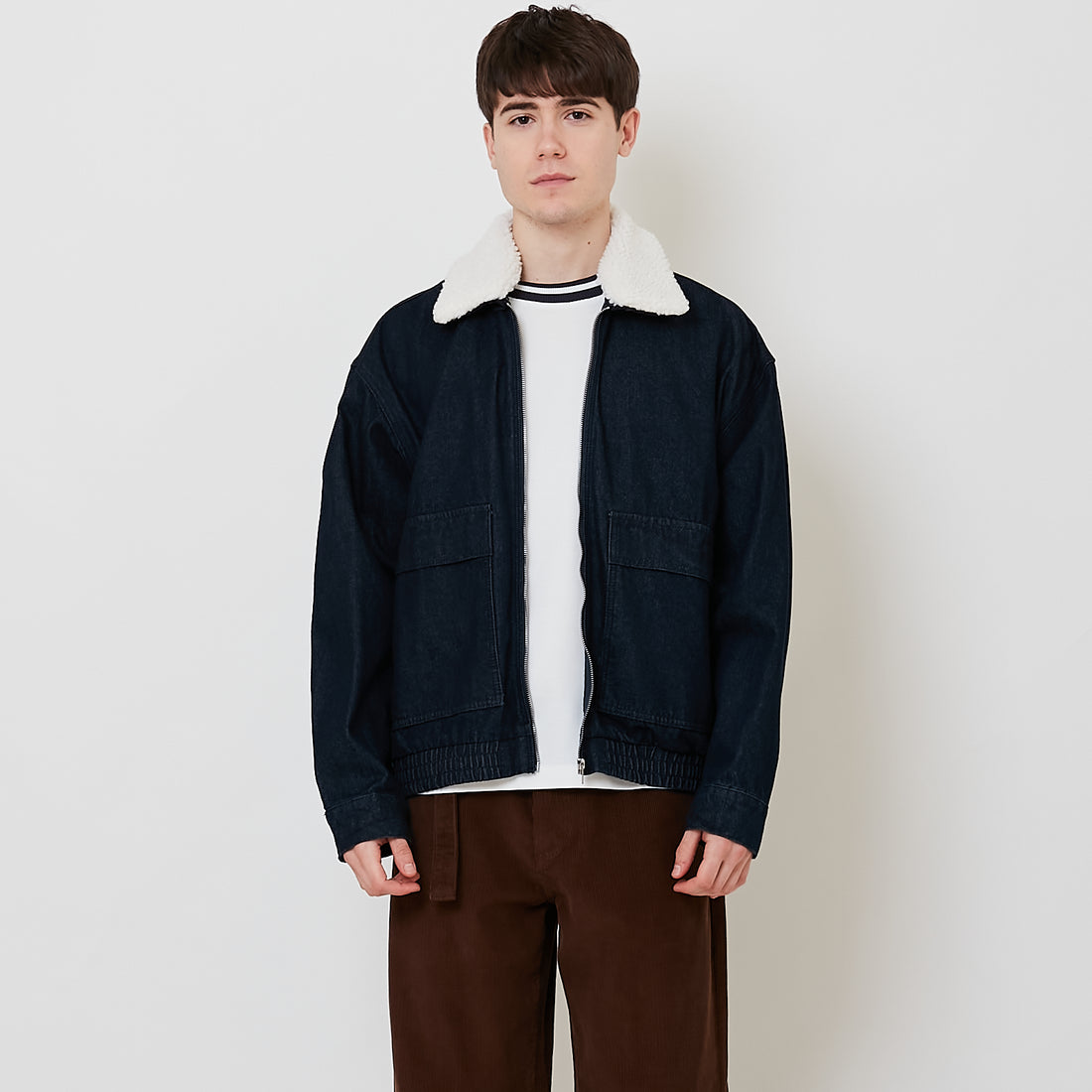 Men Oversized Denim Jacket - Dark Blue - SM2510015A