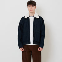 Men Oversized Denim Jacket - Dark Blue - SM2510015A