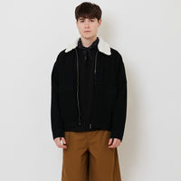 Men Oversized Denim Jacket - Black - SM2510015B