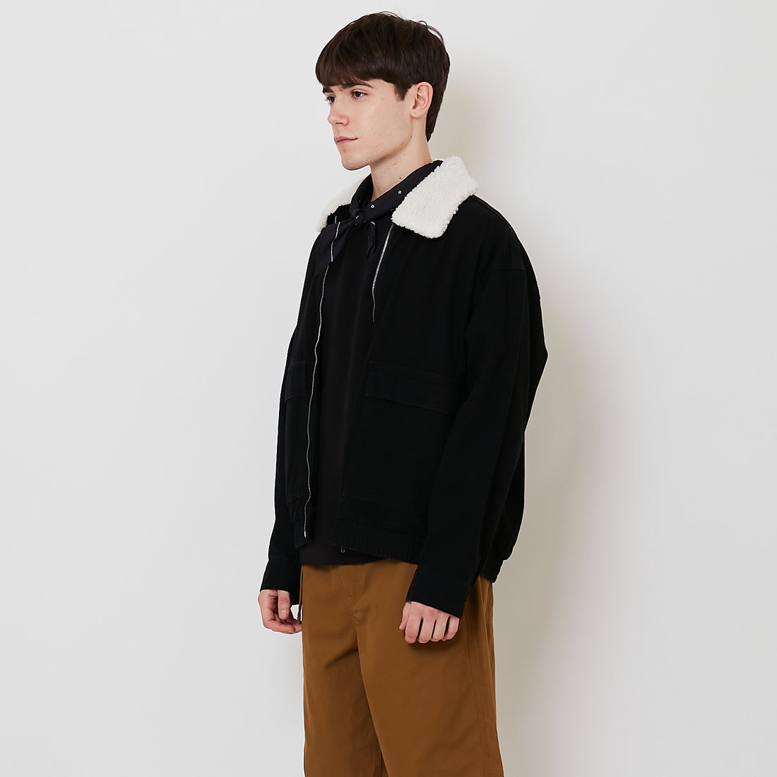 Men Oversized Denim Jacket - Black - SM2510015B