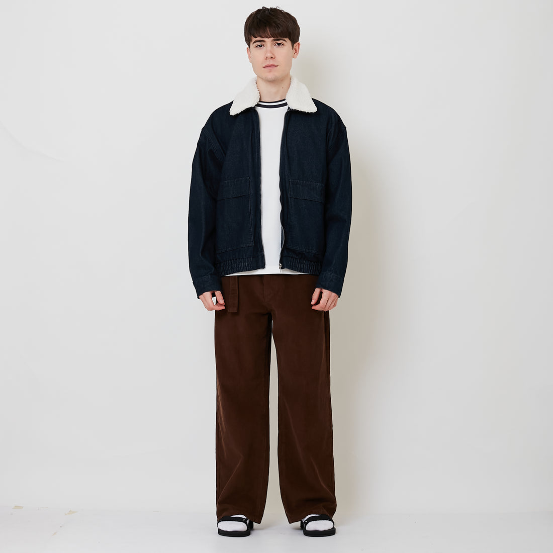 Men Barrel Leg Long Pants - Khaki - SM2510159A