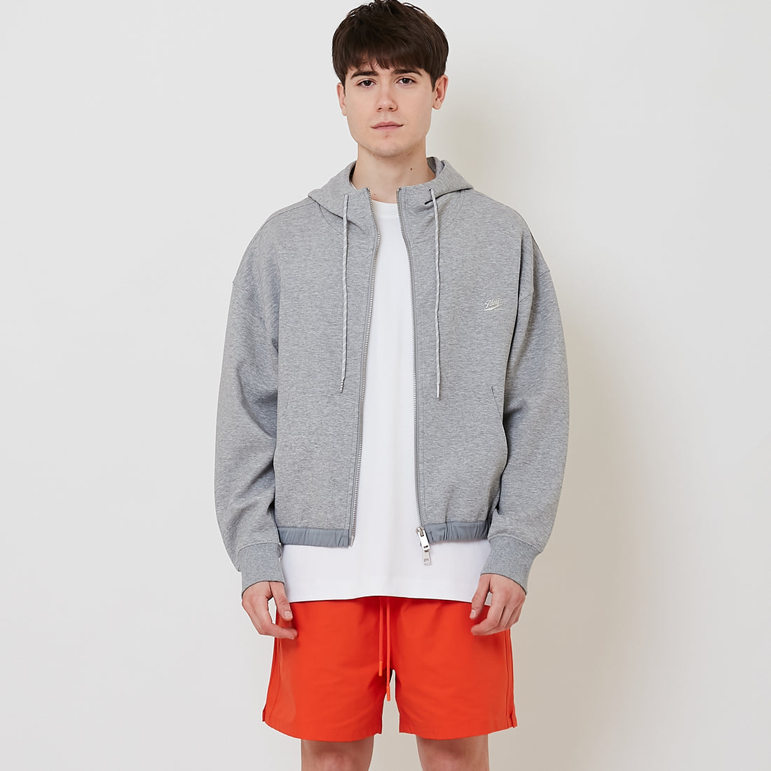 Men Oversized Jacket - Melange Grey - SM2510161B