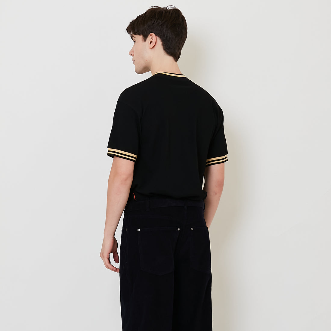 Men Stripe Ribbing Oversized Tee - Black - SM2510162B