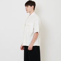 Men Oversized Cropped Denim Shirt - Off White - SM2510164A