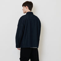 Men Oversized Denim Shirt - Dark Blue - SM2510165B