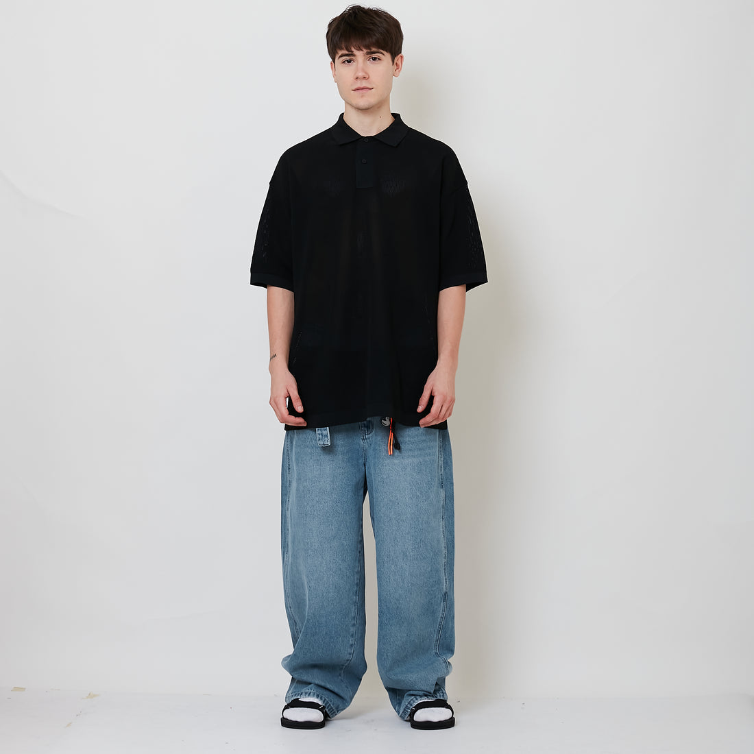 Men Barrel Leg Long Jeans - Light Blue - SM2510167B