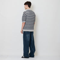 Men Barrel Leg Long Jeans - Dark Blue - SM2510167C