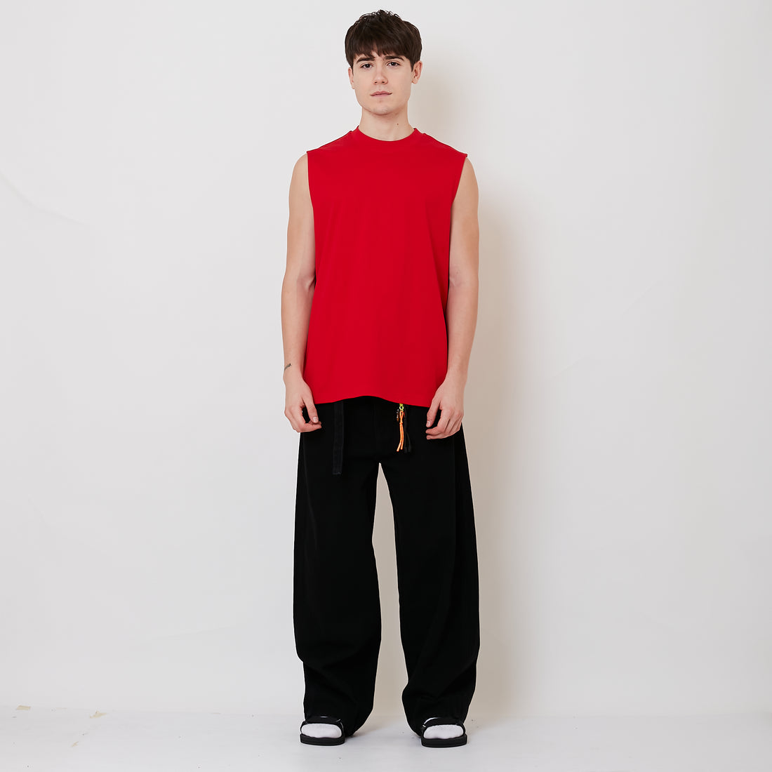 Men Barrel Leg Long Jeans - Black - SM2510167D