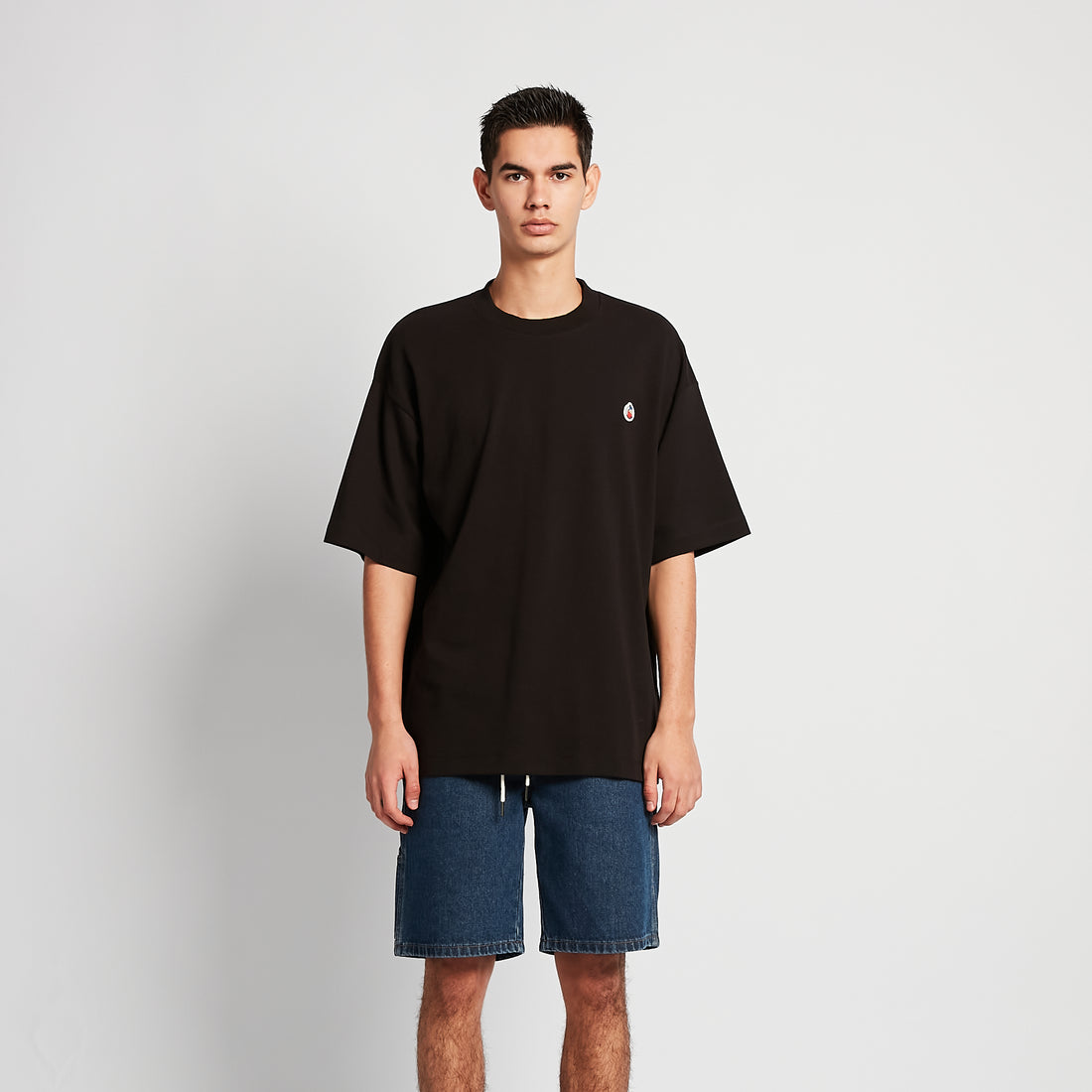 Men Rubber Tag Oversized Tee - Black - SM2510170D