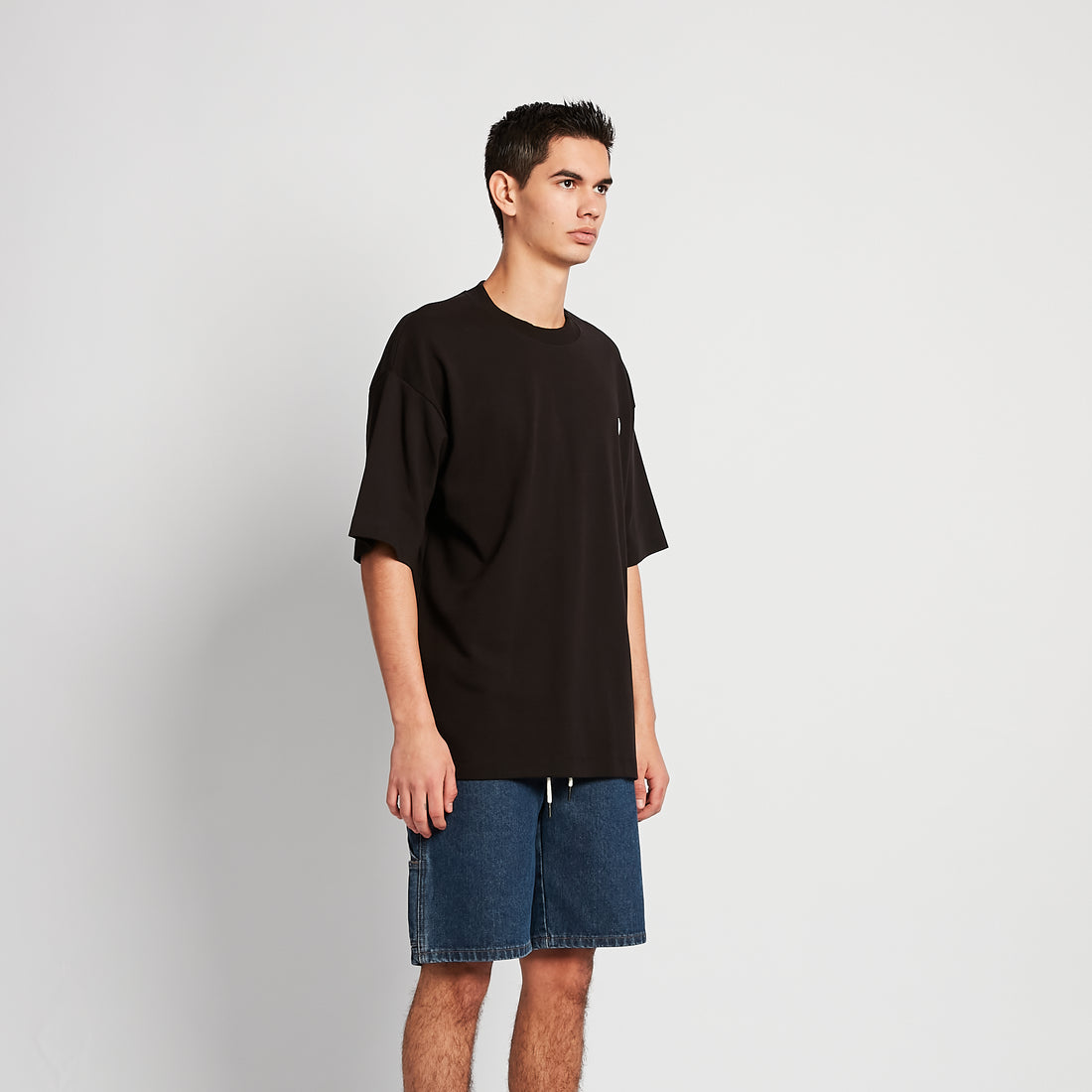Men Rubber Tag Oversized Tee - Black - SM2510170D