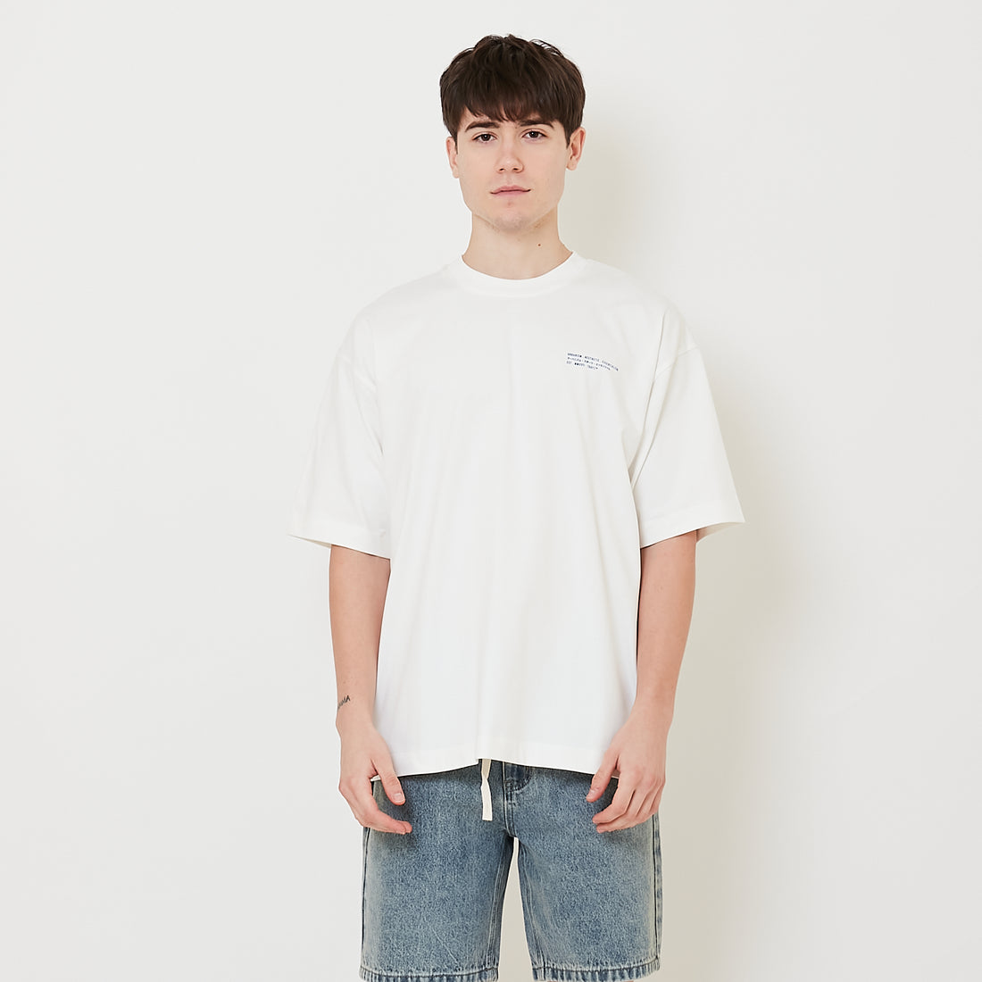 Men Embroidery Oversized Tee - Off White - SM2510171A
