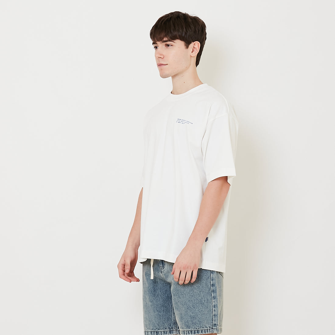 Men Embroidery Oversized Tee - Off White - SM2510171A