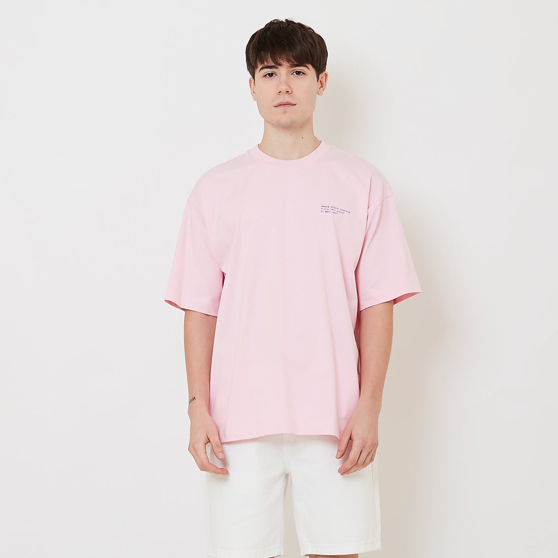 Men Embroidery Oversized Tee - Pink - SM2510171B