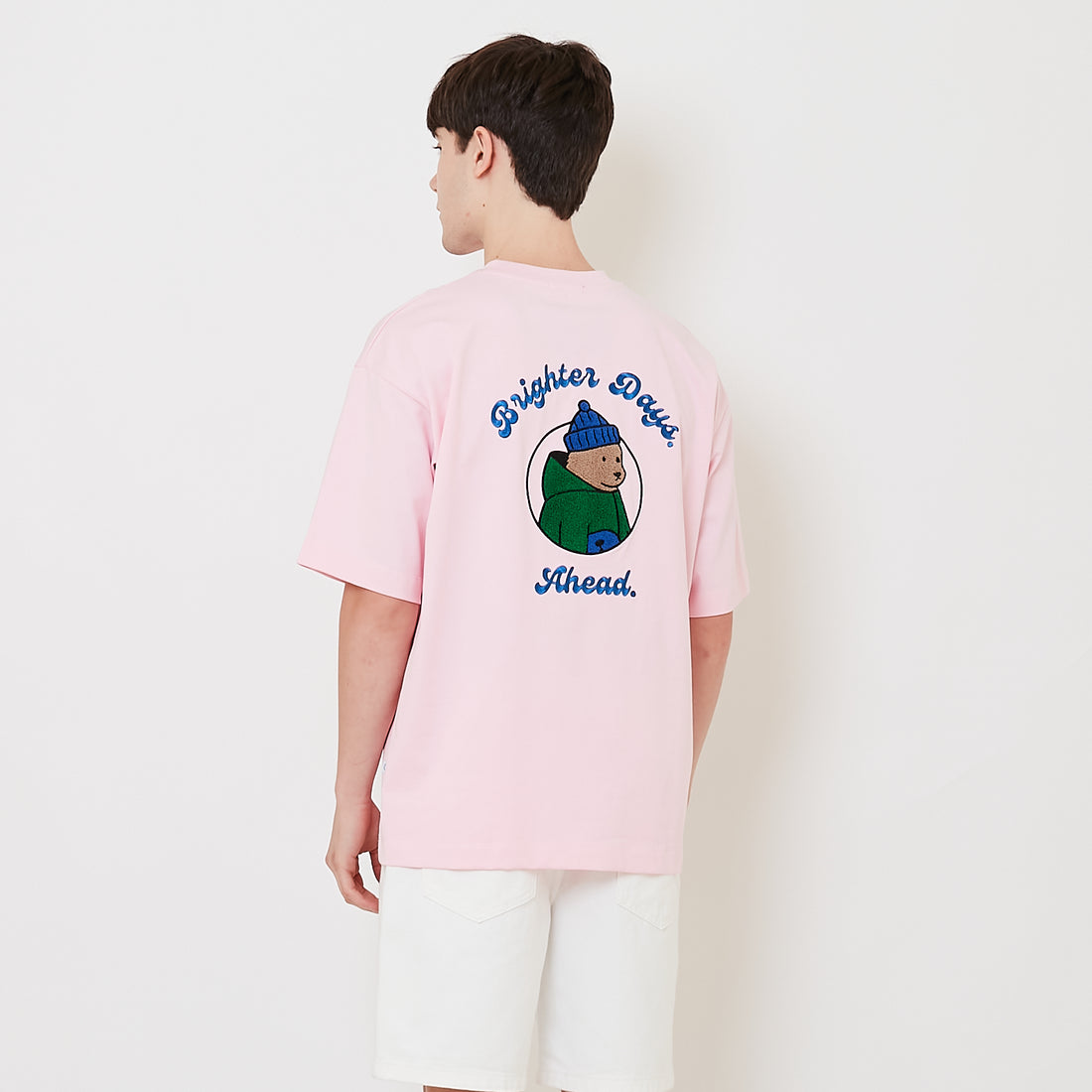 Men Embroidery Oversized Tee - Pink - SM2510171B