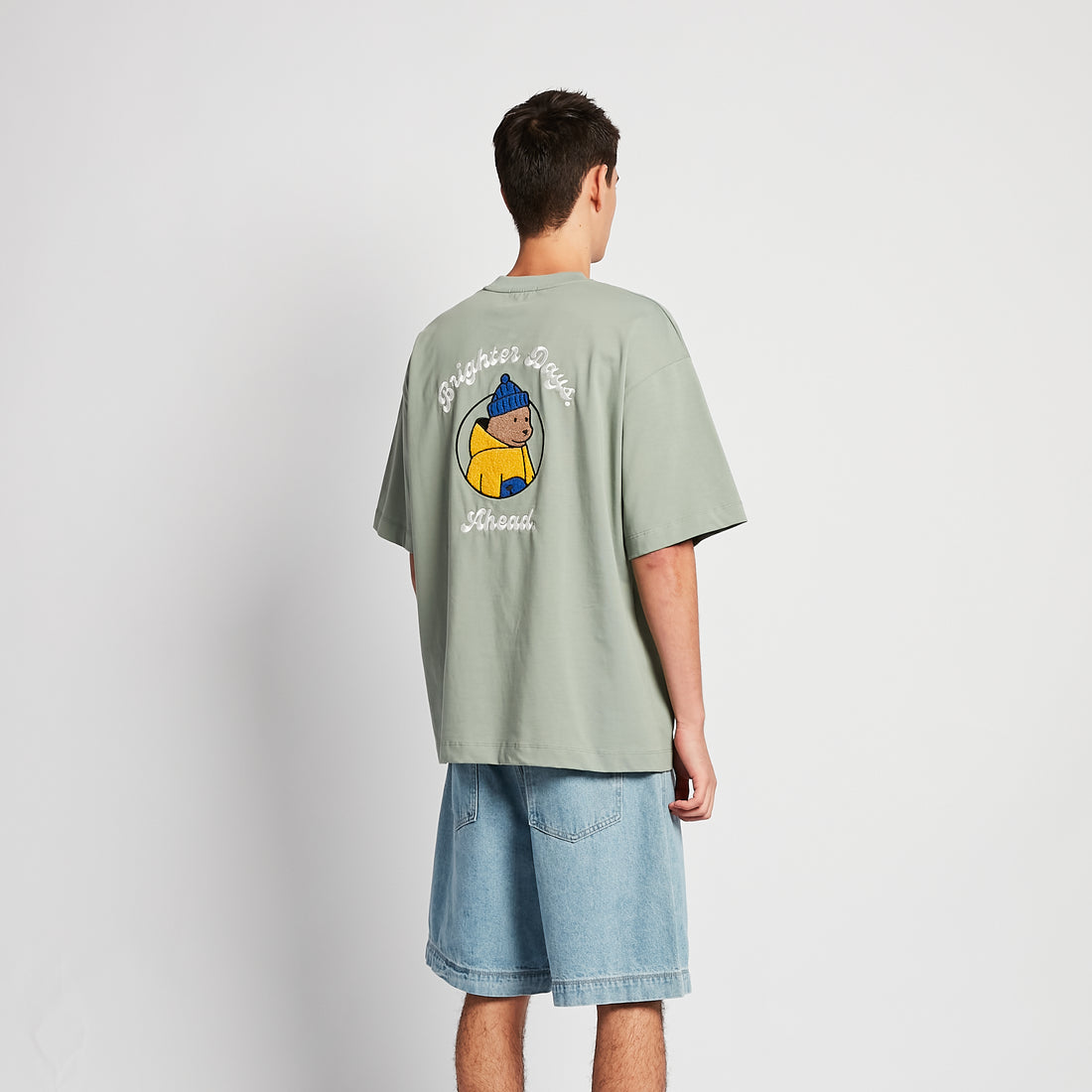 Men Embroidery Oversized Tee - Dark Green - SM2510171C