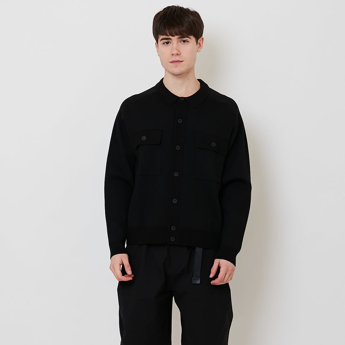 Men Oversized Cardigan - Black - SM2511173A