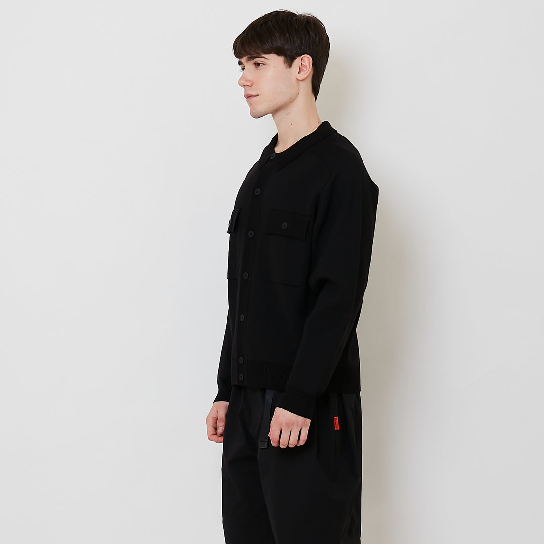 Men Oversized Cardigan - Black - SM2511173A