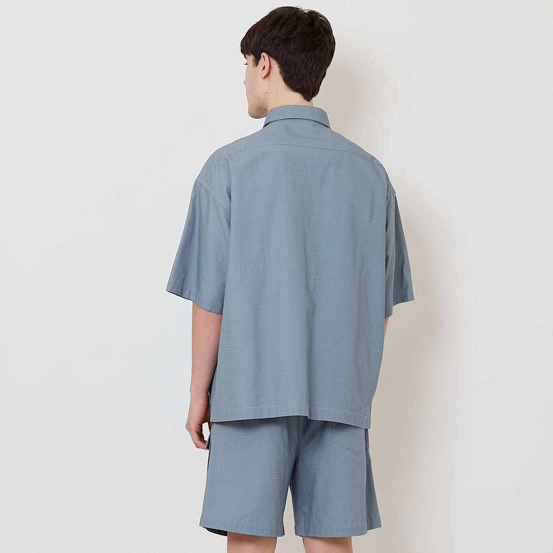 Men Oversized Ribstop Shirt - Dusty Blue - SM2511179A