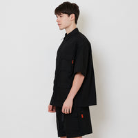 Men Oversized Ribstop Shirt - Black - SM2511179B