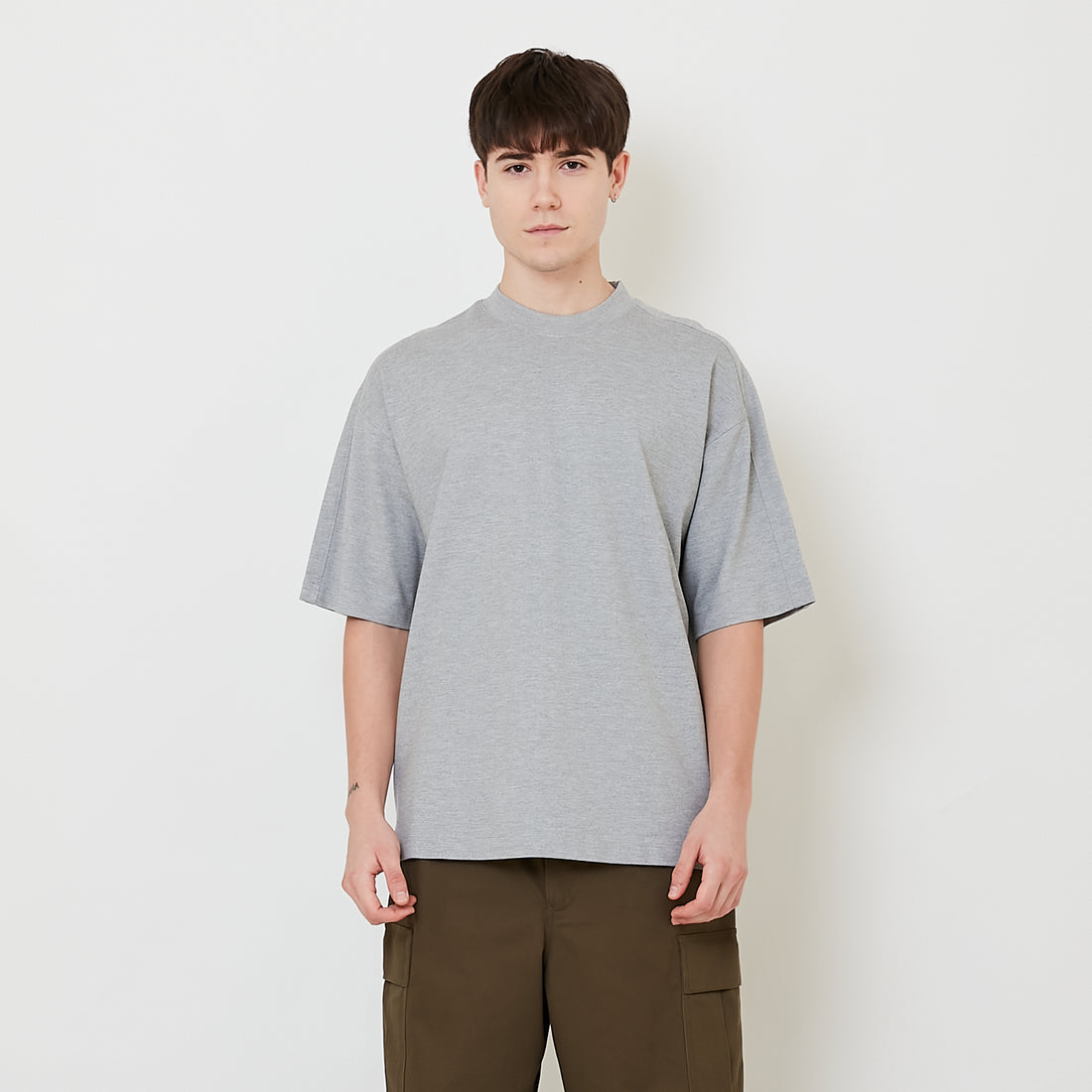 Men Oversized Roman Knit Top - Melange Grey - SM2511185C