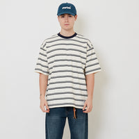 Men Oversized Stripe Tee - Off White - SM2511186B