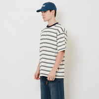 Men Oversized Stripe Tee - Off White - SM2511186B