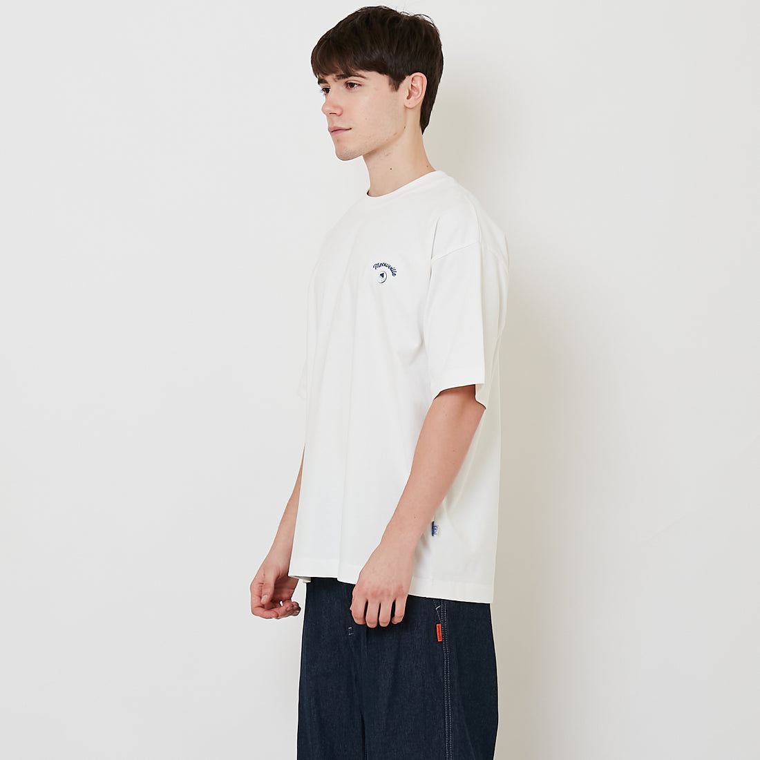 Men Embroidery Oversized Tee - Off White - SM2511188A