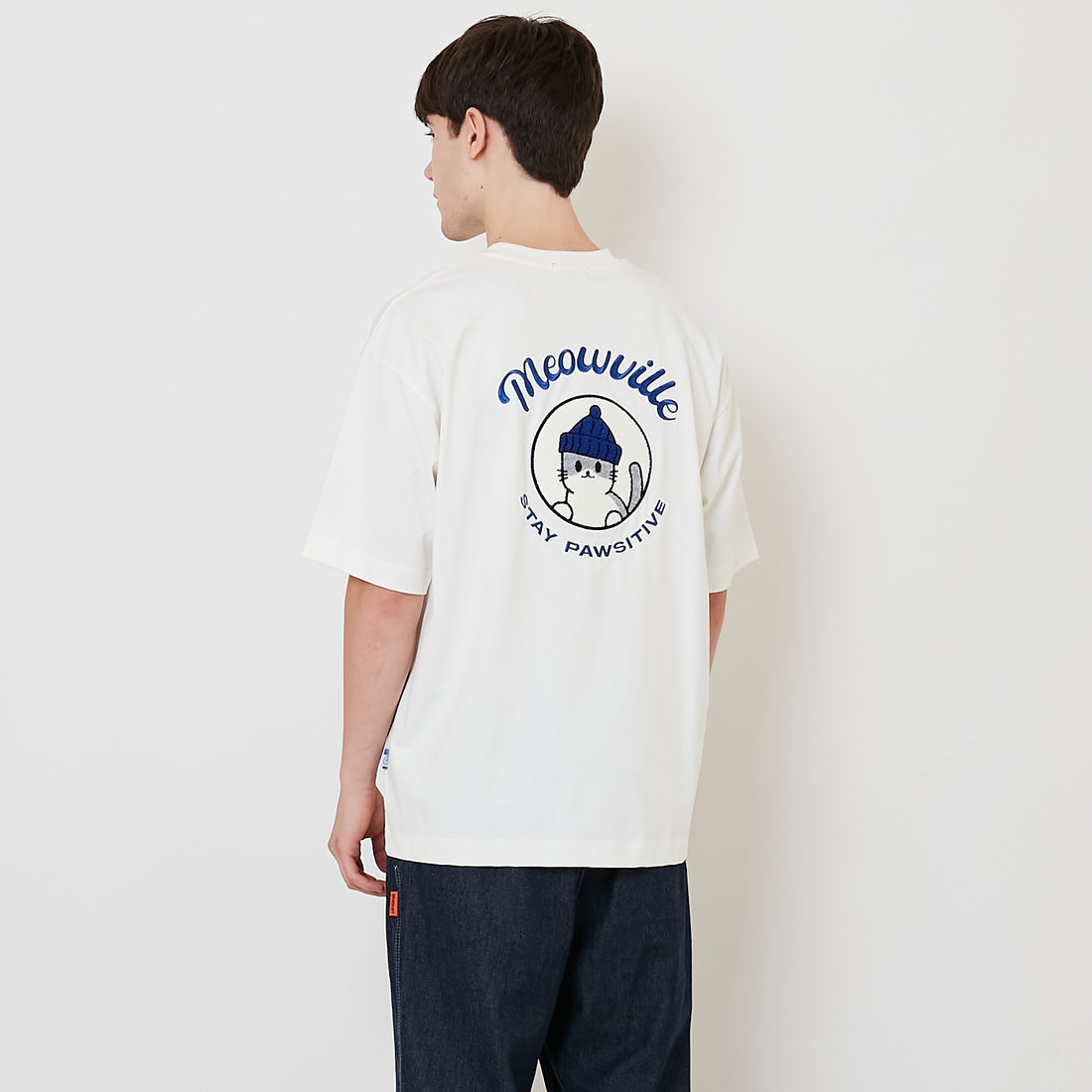 Men Embroidery Oversized Tee - Off White - SM2511188A