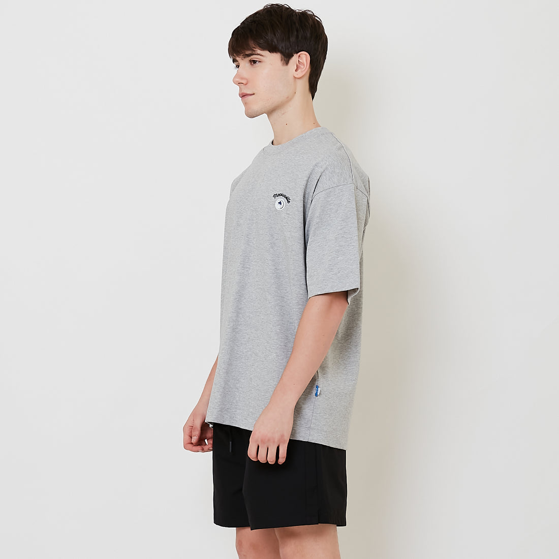 Men Embroidery Oversized Tee - Melange Grey - SM2511188D