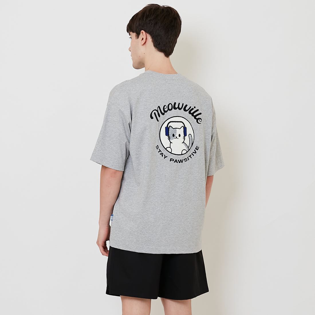 Men Embroidery Oversized Tee - Melange Grey - SM2511188D