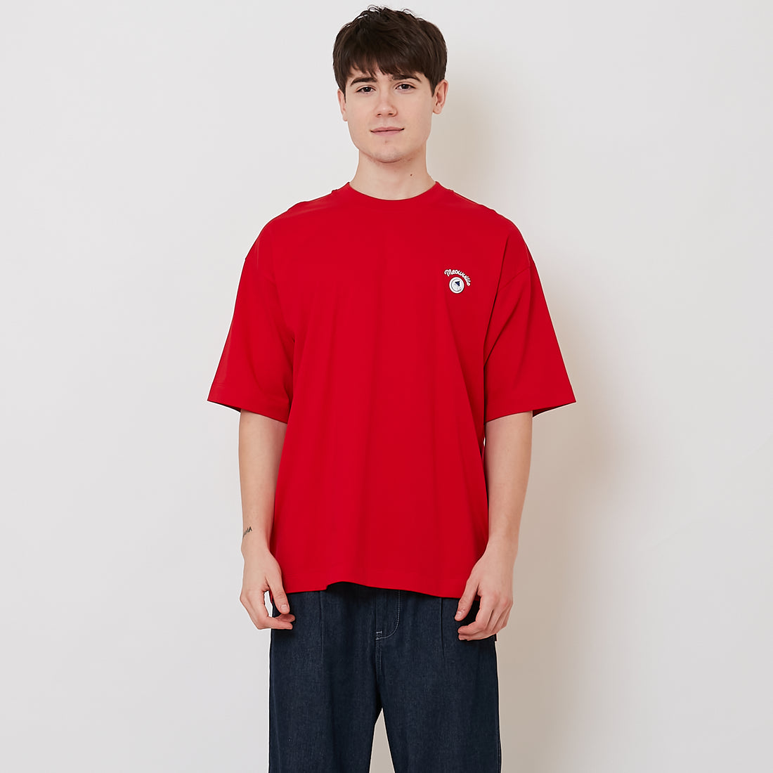 Men Embroidery Oversized Tee - Red - SM2511188E