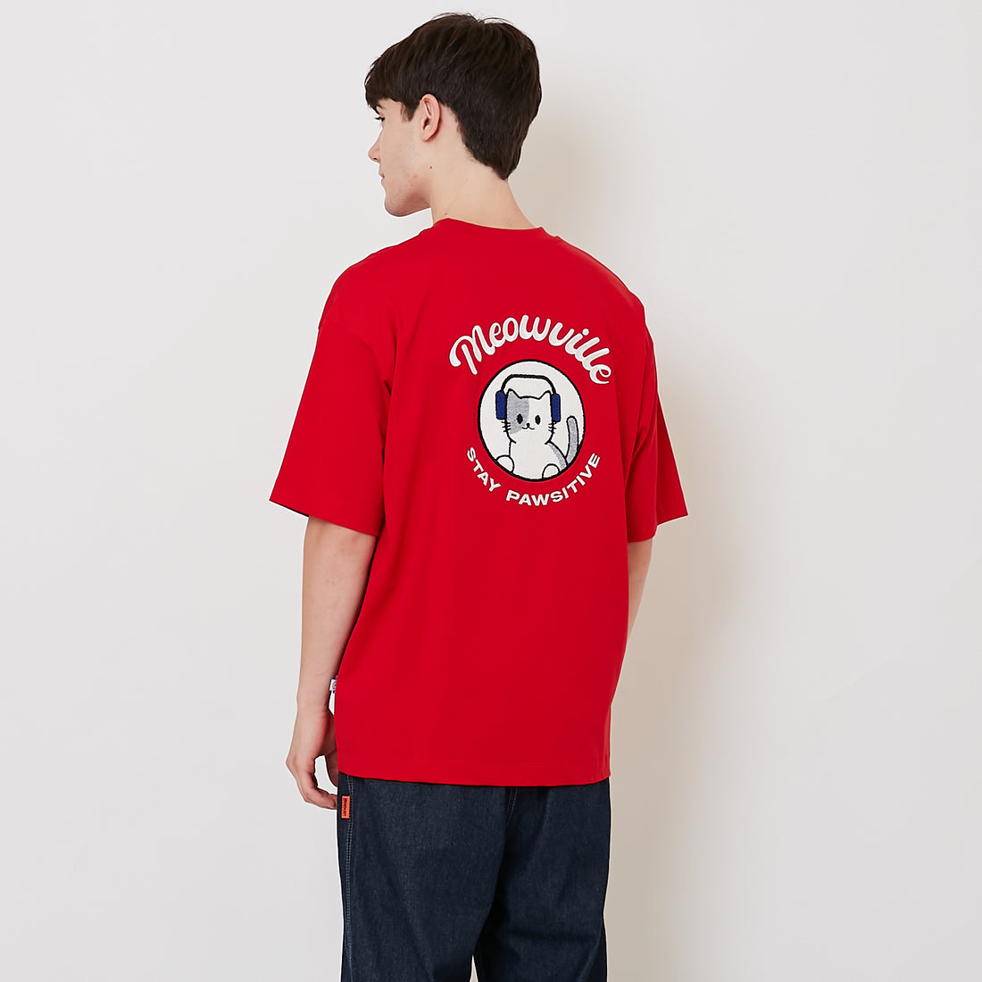 Men Embroidery Oversized Tee - Red - SM2511188E