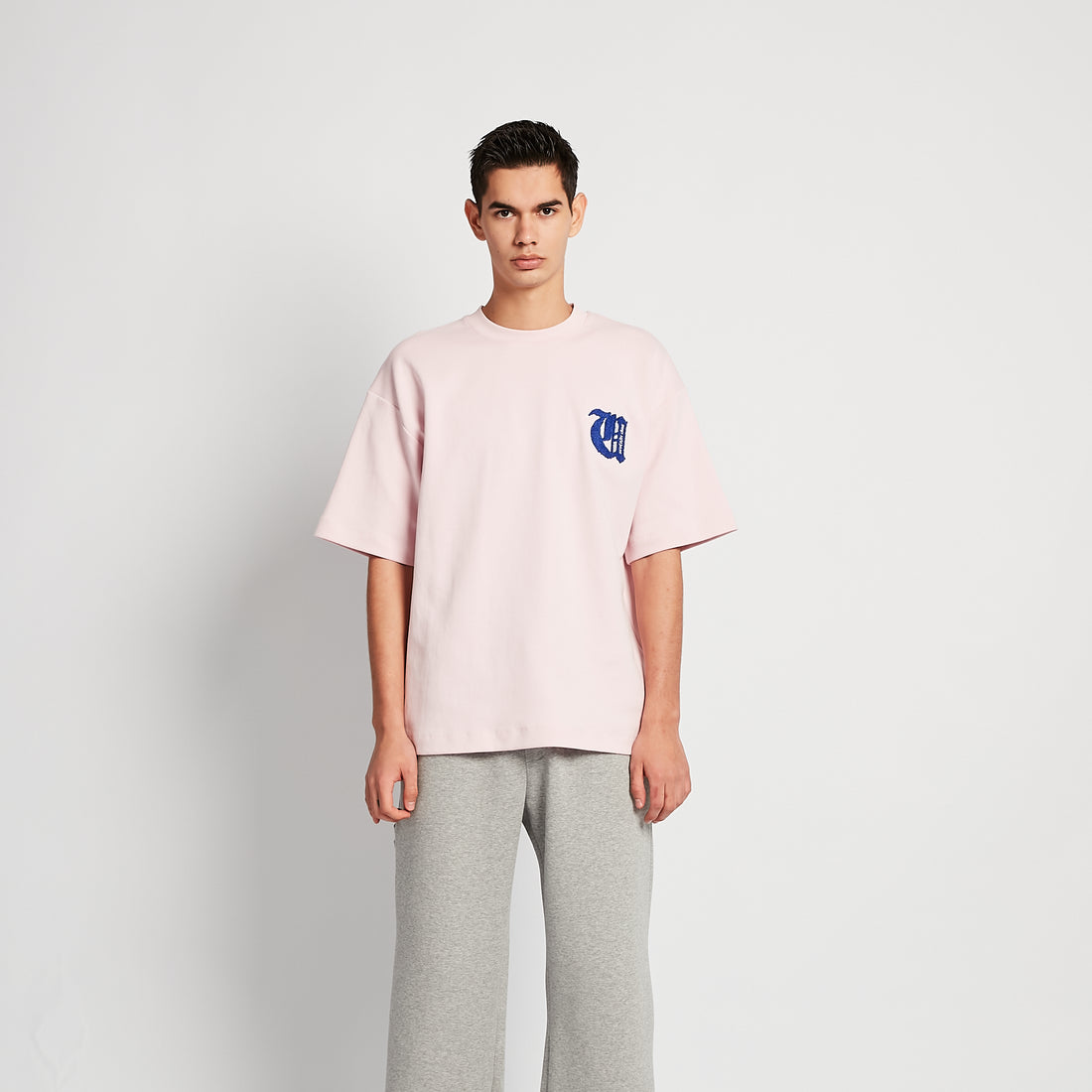 Men Embroidery Oversized Tee - Light Pink - SM2511189B