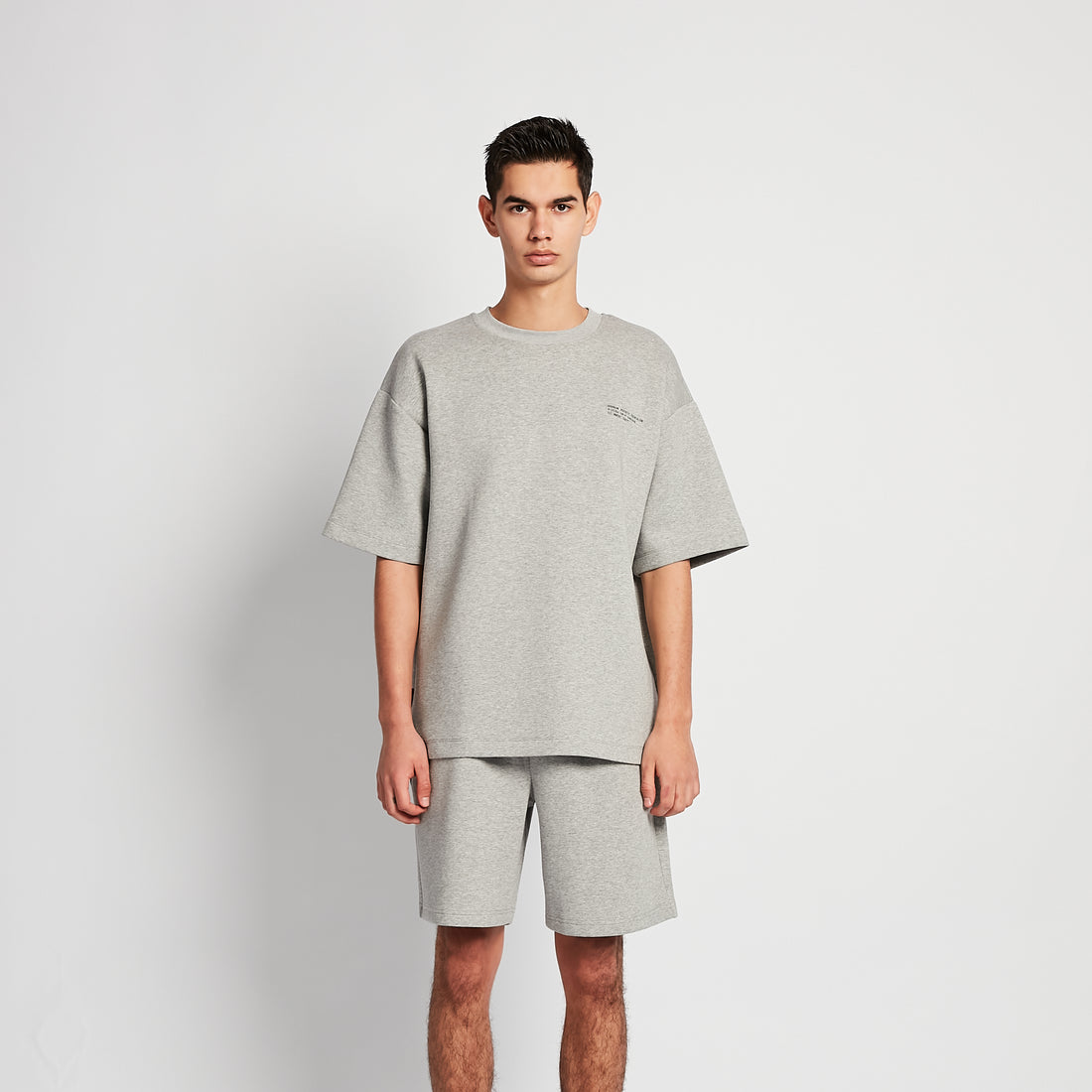 Men Printed Oversized Tee - Melange Grey - SM2511192B