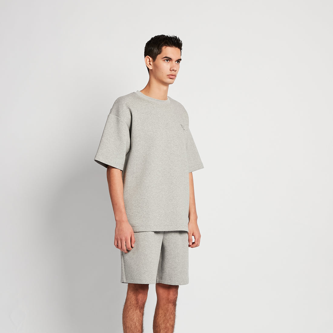 Men Printed Oversized Tee - Melange Grey - SM2511192B