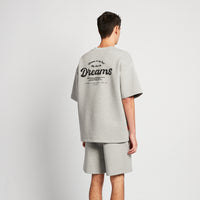 Men Printed Oversized Tee - Melange Grey - SM2511192B