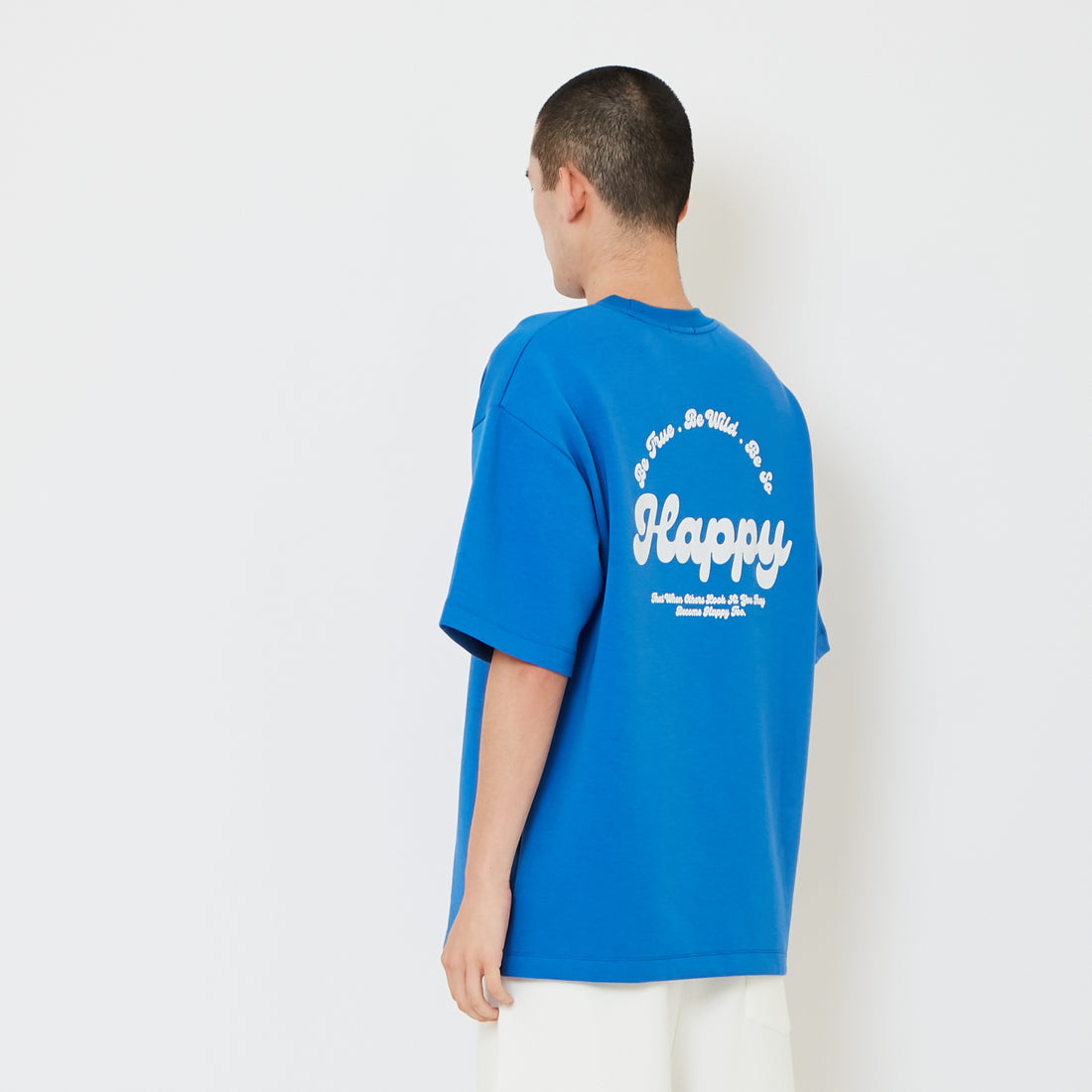 Men Printed Oversized Tee - Blue - SM2511192E