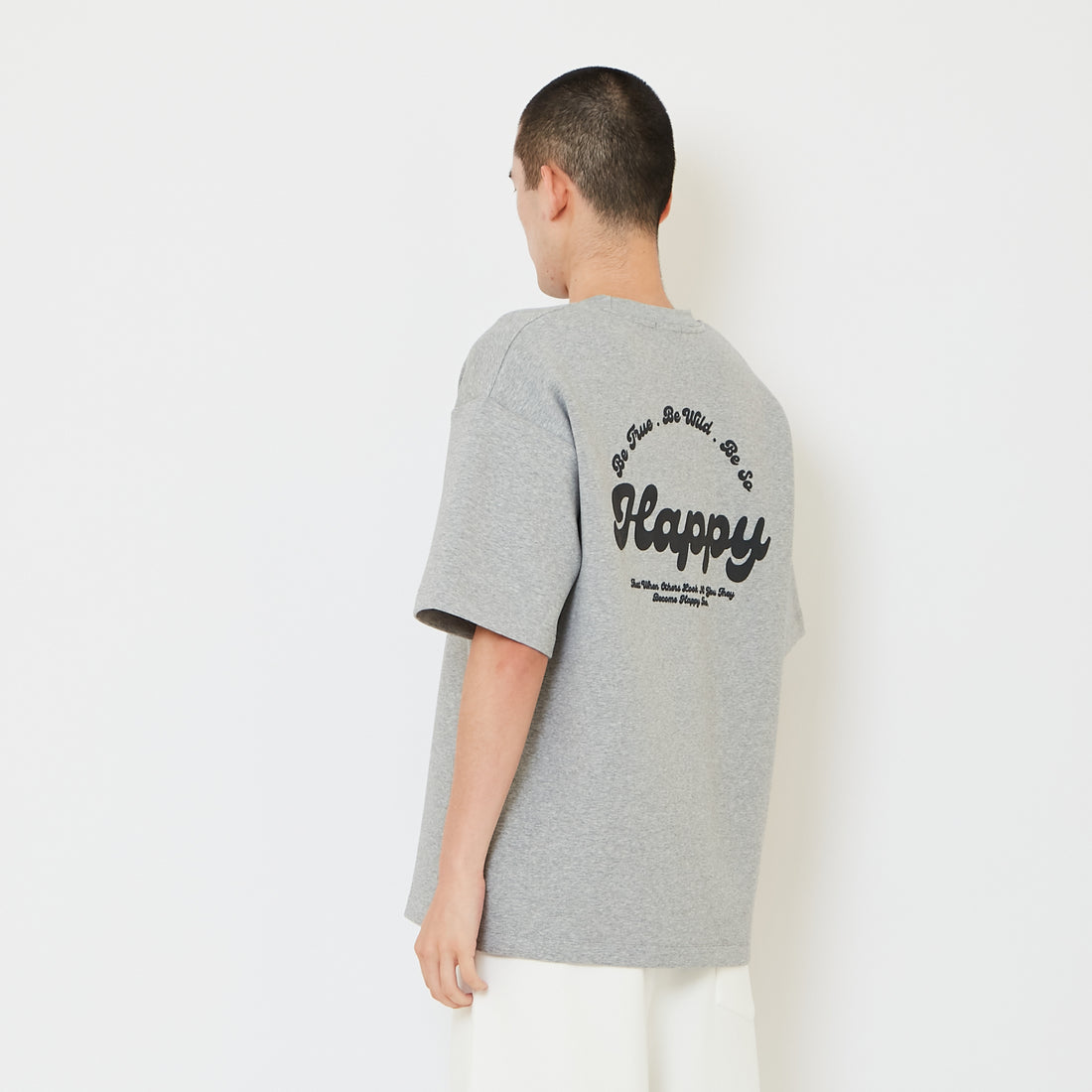 Men Printed Oversized Tee - Light Grey - SM2511192F