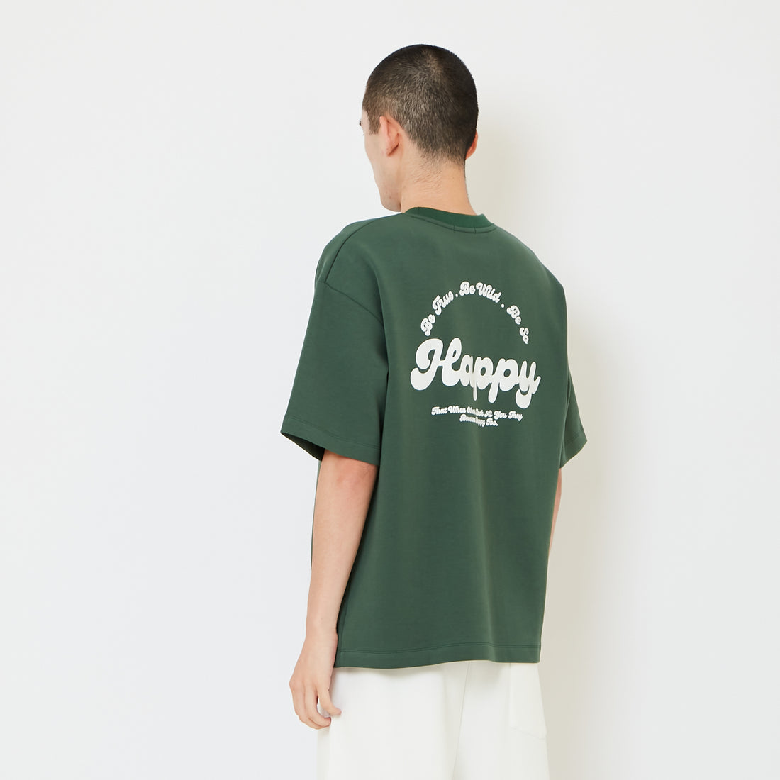 Men Printed Oversized Tee - Green - SM2511192G