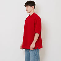 Men Oversized Polo Sweater - Red - SM2511214A