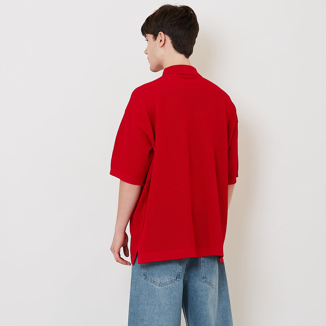 Men Oversized Polo Sweater - Red - SM2511214A