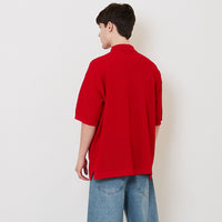 Men Oversized Polo Sweater - Red - SM2511214A