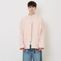 Men Oversized Nylon Tang Suit Shirt - Light Pink - SM2512195A