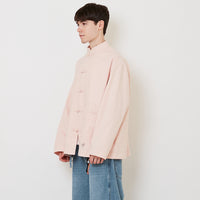 Men Oversized Nylon Tang Suit Shirt - Light Pink - SM2512195A
